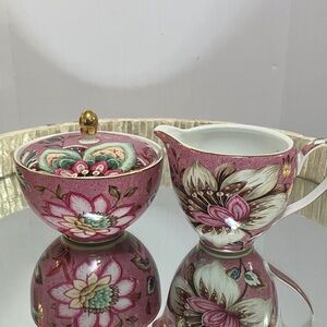 Grace Teaware Charming Pink Floral Ceramic Tea Cup and Saucer
